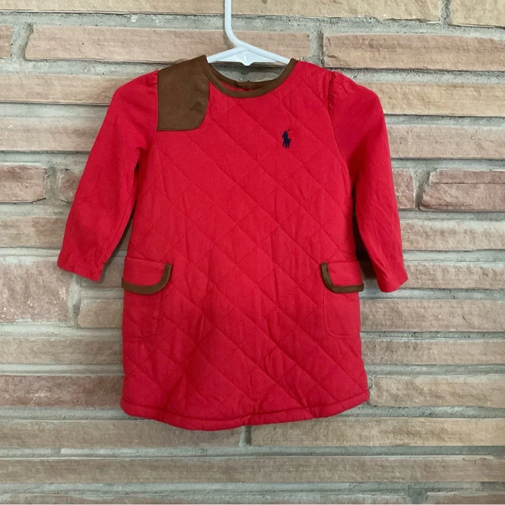 Ralph Lauren Baby Dress Red Quilted 9 Months